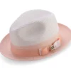 Men's Braided Straw Fedora Two Tone Weave In Peach