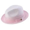 Men's Braided Straw Fedora Two Tone Weave In Pink