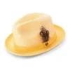 Canary Braided Two Tone Stingy Brim Pinch Fedora