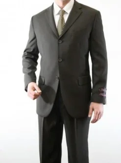 Regular Fit 2 Piece Suit 3 Button In Dark Olive