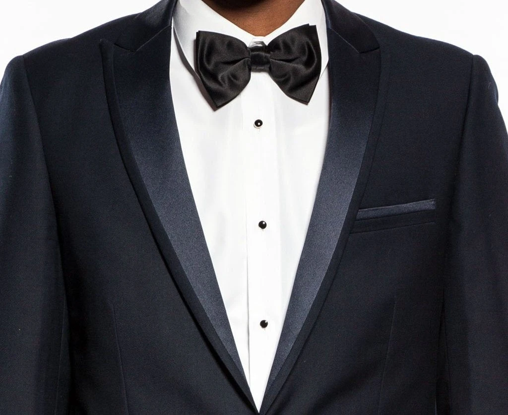 Navy Slim Fit 2 Piece Tuxedo With Satin Peak Lapel 2 Navy Slim Fit 2 Piece Tuxedo With Satin Peak Lapel - Image 2