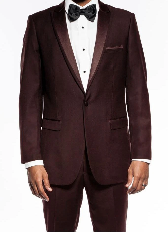 (38R, 38L) Brown Slim Fit 2 Piece Tuxedo With Satin Peak Lapel 1 (38R, 38L) Brown Slim Fit 2 Piece Tuxedo With Satin Peak Lapel