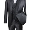 Black Modern Fit Shiny Sharkskin 2 Button 3 Piece Suit