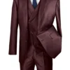 Burgundy Modern Fit Shiny Sharkskin 2 Button 3 Piece Suit