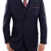 Arezzo Collection - 100% Wool Suit Modern Fit Italian Style 3 Piece In Navy