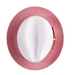 Men's Braided Straw Fedora Two Tone Weave In Red -Gentri Store oMJUdC2g