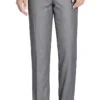 Gray Dress Pants Regular Leg Flat Front Pants Pre-Hemmed