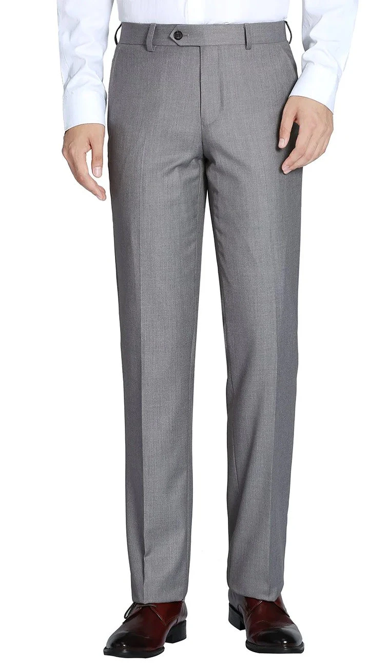 Gray Slim Fit Dress Pants Flat Front Pre-hemmed 1 Gray Slim Fit Dress Pants Flat Front Pre-hemmed