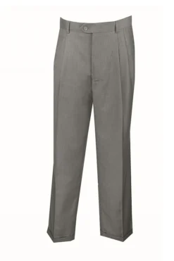 Gray Dress Pants Regular Leg Pleated Pants Pre-hemmed With Cuffs