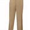 Khaki Dress Pants Regular Leg Pleated Pre-hemmed With Cuffs