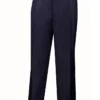 Navy Regular Leg Pleated Pants Pre-hemmed With Cuffs