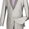 Slim Fit Shiny Sharkskin Men's 2 Piece Suit In Gray