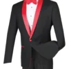 Sierra Collection - 1 Button Slim Fit Tuxedo Black With Red Lapel