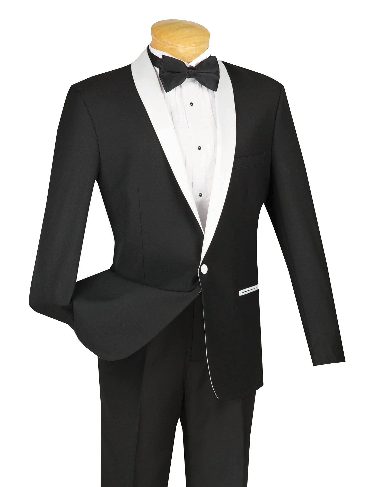 Sierra Collection - 1 Button Slim Fit Tuxedo Black With White Lapel 1 Sierra Collection - 1 Button Slim Fit Tuxedo Black With White Lapel