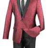 Polka Dots Fashion Suit 2 Piece Slim Fit Burgundy