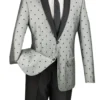 Polka Dots Fashion Suit 2 Buttons 2 Piece Slim Fit Gray