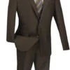 Men's Slim Fit 2 Piece Suit Single Breasted 2 Button Design Brown
