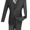 Men's Slim Fit 2 Piece Suit Single Breasted 2 Button Design Smoke