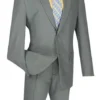 Gray Slim Fit Men's 2 Piece Business Suit 2 Button