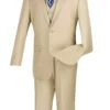 Slim Fit Men's Suit 3 Piece 2 Button In Beige