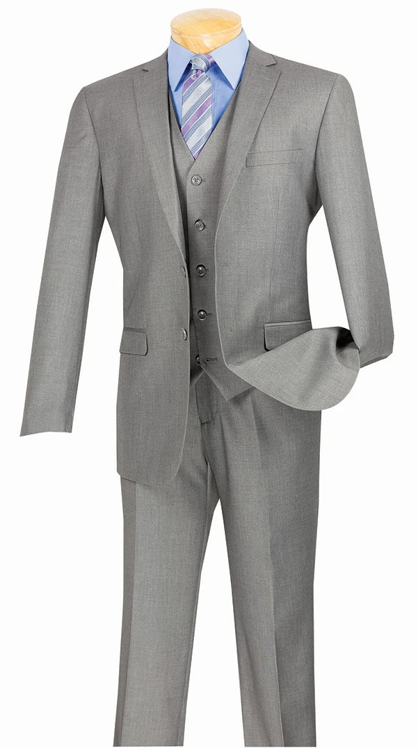Slim Fit Suit 3 Piece 2 Button In Medium Gray 1 Slim Fit Suit 3 Piece 2 Button In Medium Gray