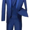 Blue Slim Fit 3 Piece Suit 1 Button With Double Breasted Vest