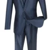 Slim Fit Textured Suit 3 Piece 2 Buttons In Midnight Blue