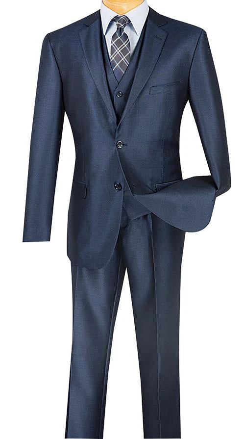 Slim Fit Textured Suit 3 Piece 2 Buttons In Midnight Blue 1 Slim Fit Textured Suit 3 Piece 2 Buttons In Midnight Blue
