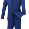 Monopoly Collection - 2 Buttons 3 Piece Suit Slim Fit Glen Plaid Blue
