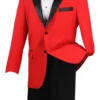 Men's Prom Tuxedo 2 Piece Fancy Lapel In Red 2 Button Design
