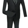 Slim Fit 2 Piece Dress Tuxedo Single Breasted 2 Button Design In Black