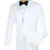 Slim Fit 2 Piece Tuxedo Single Breasted 2 Button Design In White