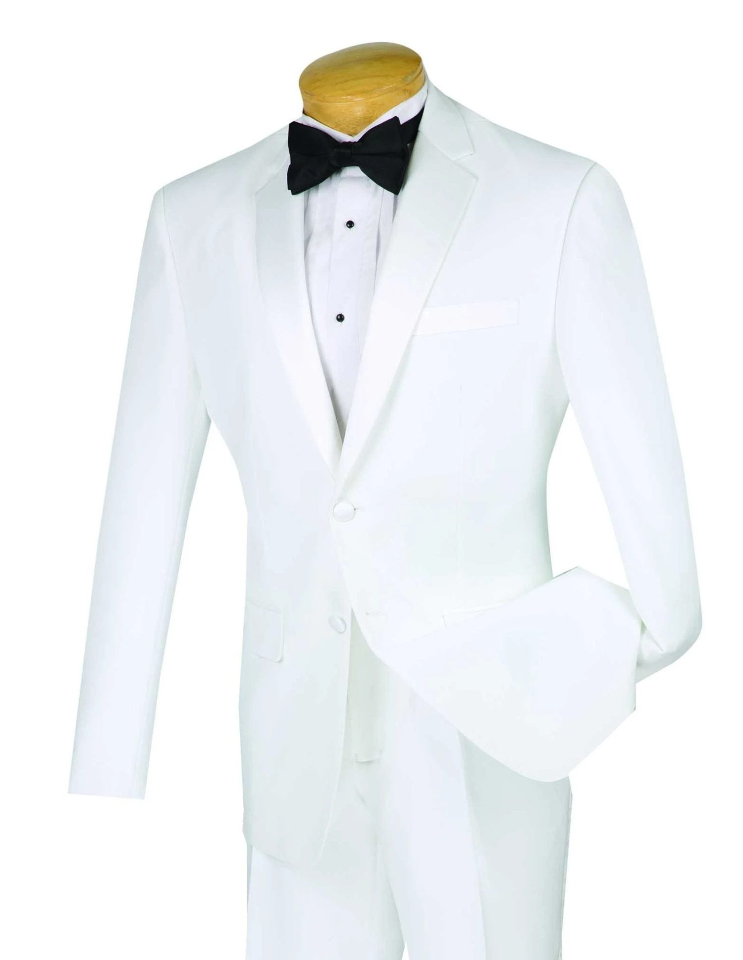 (36S) Slim Fit 2 Piece Tuxedo Single Breasted 2 Button Design In White 1 (36S) Slim Fit 2 Piece Tuxedo Single Breasted 2 Button Design In White