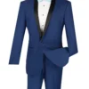 Kingsman Collection - Shawl Collar Slim Fit Tuxedo 2 Piece 1 Button In Blue