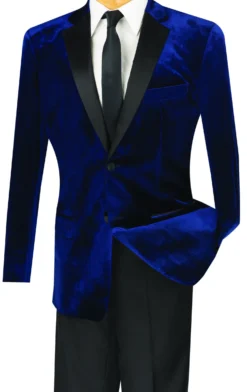 Men's Slim Fit Velvet Tuxedo 2 Piece In Navy