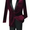 Men's Slim Fit Velvet Tuxedo 2 Piece In Wine