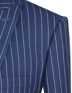 Odyssey Collection - Blue Regular Fit 3 Piece Suit 2 Button Gangster Stripe -Gentri Store v2rs 9 blue detail