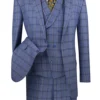 Atrani Collection - Regular Fit Windowpane Suit 3 Piece In Blue