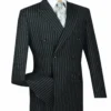 Rockefeller Collection - Double Breasted Stripe Suit Black Regular Fit 2 Piece