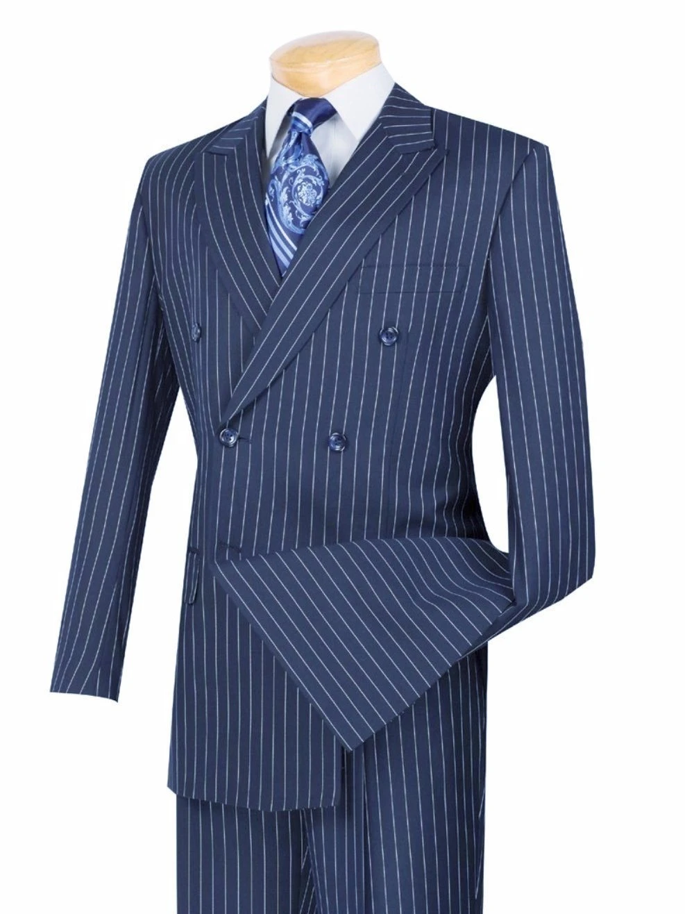 Rockefeller Collection - Double Breasted Stripe Suit Blue Regular Fit 2 Piece 1 Rockefeller Collection - Double Breasted Stripe Suit Blue Regular Fit 2 Piece