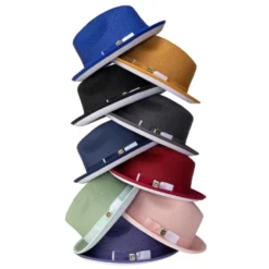 Two Tone Ribbon Stingy Brim Pinch Braided Fedora - Cranberry With White Bottom -Gentri Store white bottom hats b2c5ad97 b03d 4ea4 8d72 8a28388cda1f