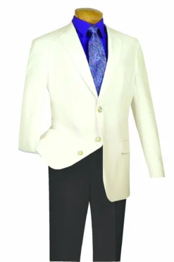 Ivory Regular Fit 3 Button Blazer
